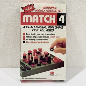 VINTAGE Match 4 Travel‎ Strategy Board Game Hilco 1987 Complete NEW T17